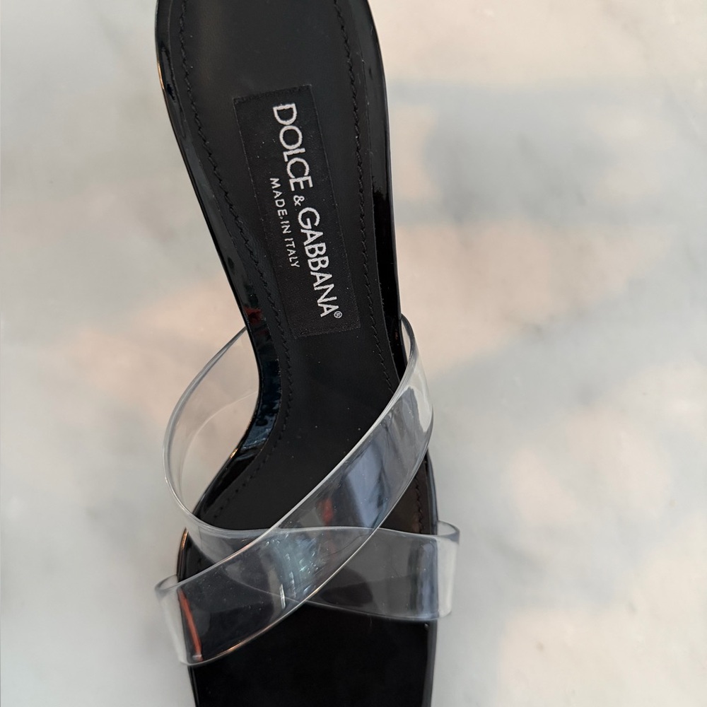 Dolce & Gabbana Logo Heel Slide Sandals - Picture 6 of 6